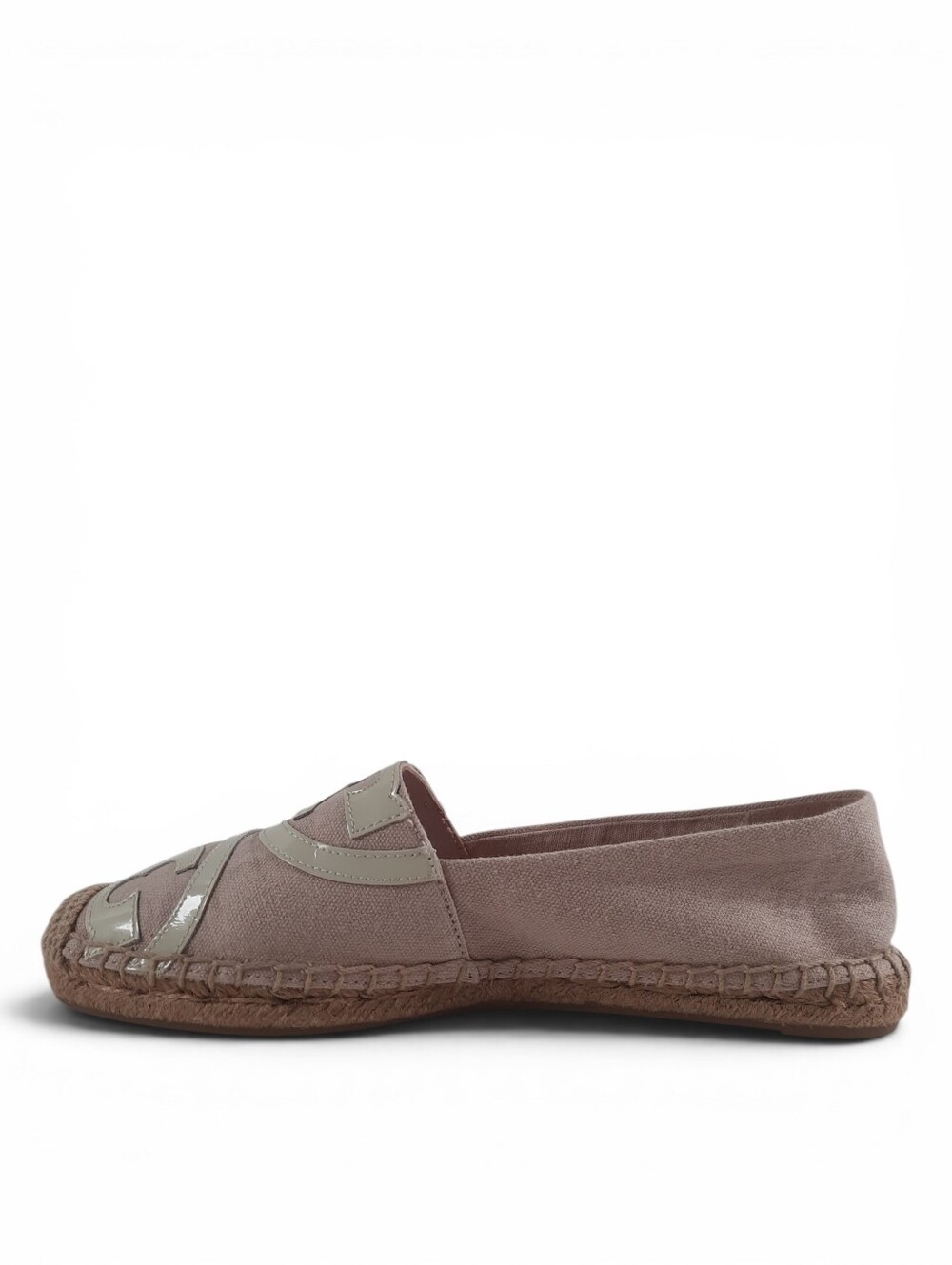 TORY BURCH Jute Espadrille Poppy Leather Canvas Cap Toe Pale Pink Ivory Logo 8 - Picture 7 of 11